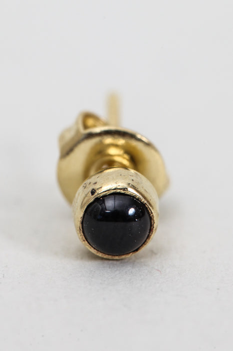 Earring brass gold plated black onyx