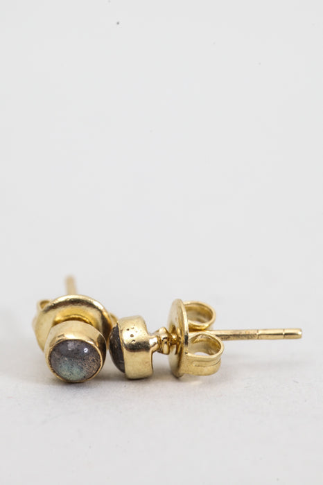 Earring brass gold plated labradorite