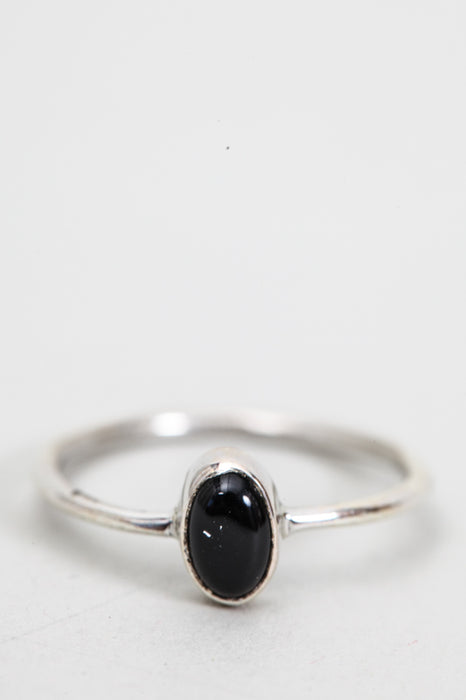 Silver ring black onyx