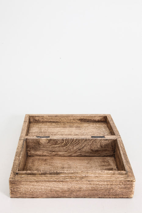 Wooden box mango wood antique white 20 x 6 x 13 cm