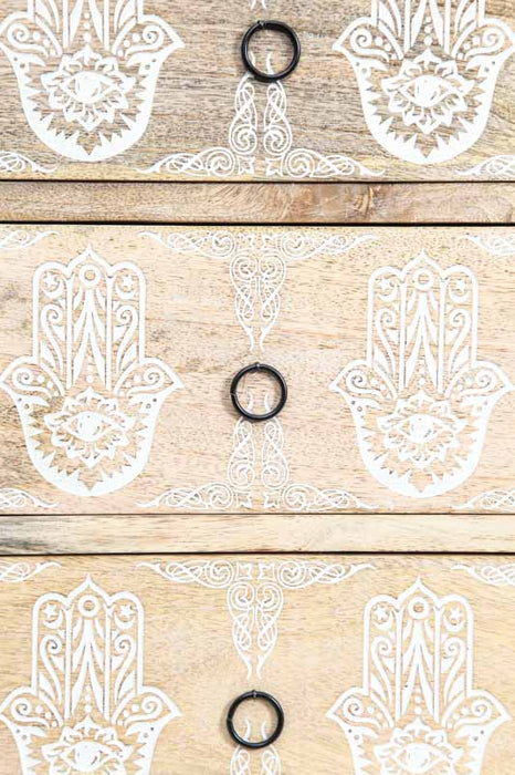 Decorative chest of drawers mango wood antique white 3 drawers HAMSA 29 x 25 x 50 cm