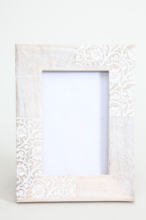 Picture frame mango wood antique white 18 x 13 cm