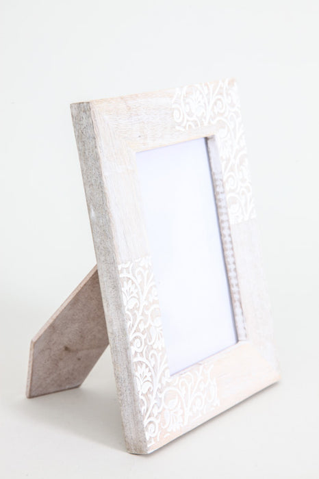 Picture frame mango wood antique white 18 x 13 cm