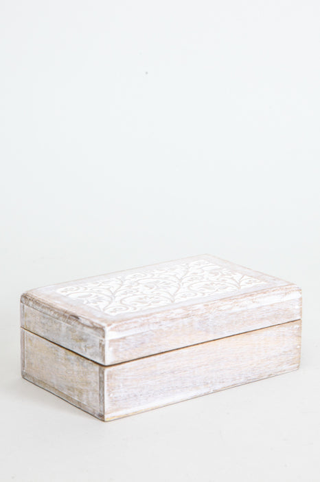 Coffret en bois de manguier blanc antique