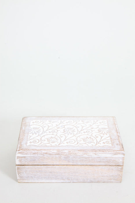 Coffret en bois de manguier blanc antique