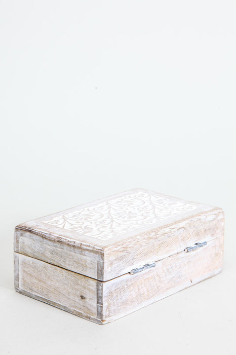 Coffret en bois de manguier blanc antique