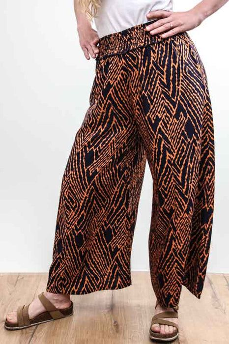 Pantalon large en viscose avec ceinture élastique imprimé animalier - taille unique