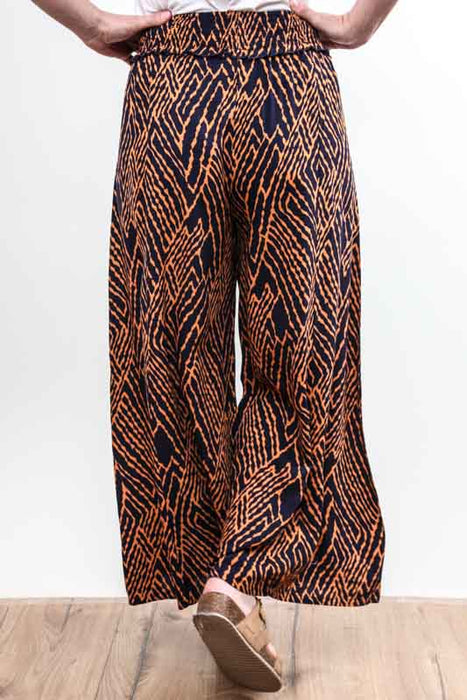 Pantalon large en viscose avec ceinture élastique imprimé animalier - taille unique