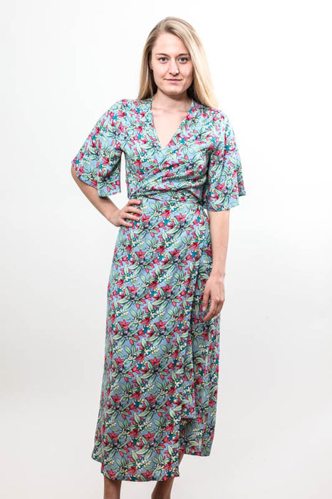 Long viscose dress with belt - One Size