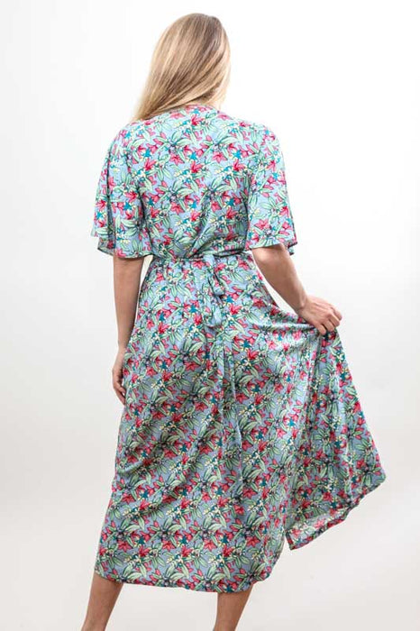 Long viscose dress with belt - One Size