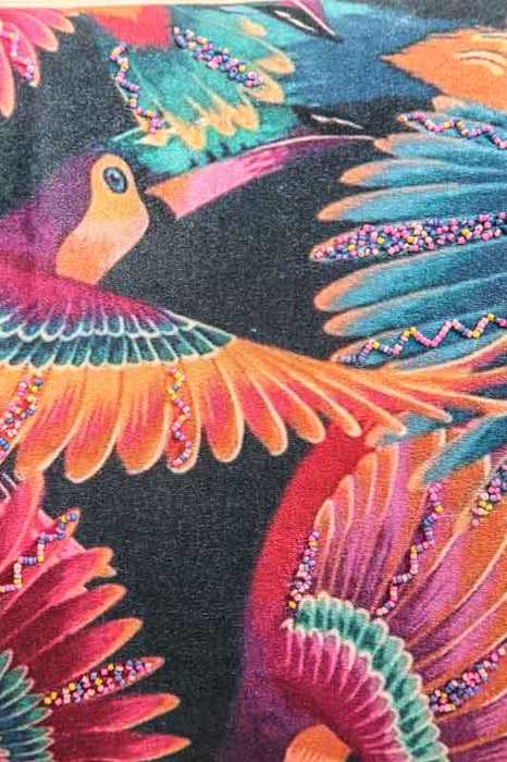 Coussin décoratif en velours oiseaux colorés 35x65 cm