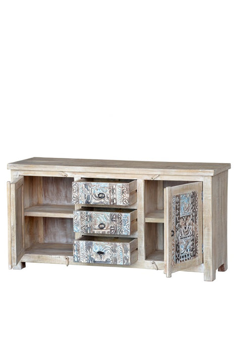 Sideboard mango wood with 2 doors and 3 drawers 150 x 43 x 76 cm