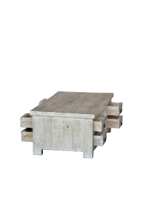 Side table mango wood with 8 drawers and 2 open compartments 125 x 65 x 45 cm