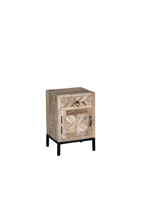 Bedside table mango wood with 1 door and 1 drawer 40 x 35 x 60 cm