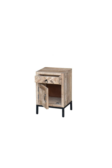 Bedside table mango wood with 1 door and 1 drawer 40 x 35 x 60 cm