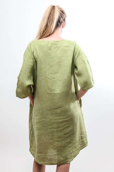 Leinenkleid olive - One Size