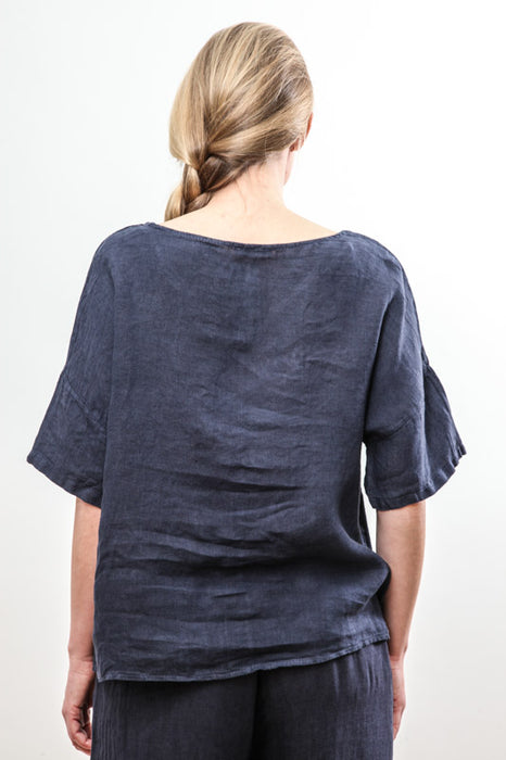 Linen top navy wide - One Size