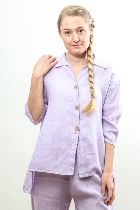 Linen blouse lilac - One Size