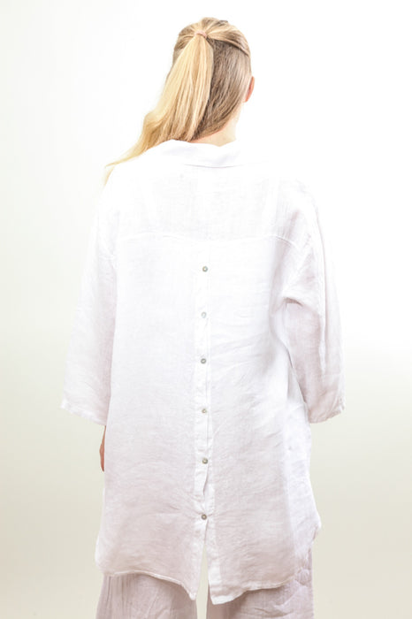 Linen blouse shirt white - One Size