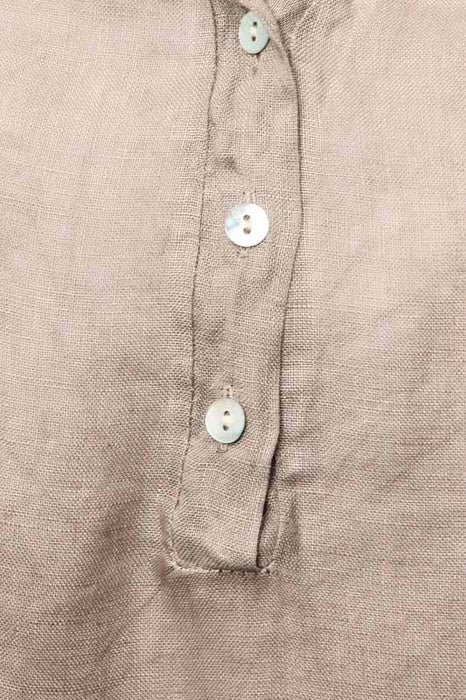 Chemise chemisier en lin taupe - Taille Unique