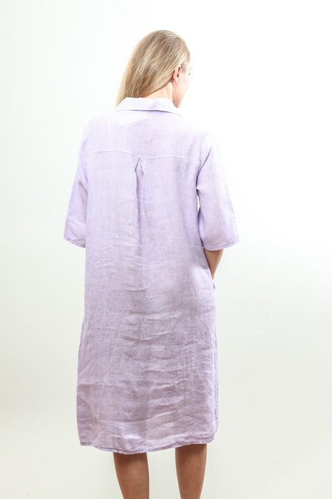 Robe en lin 2 poches lilas - Taille Unique