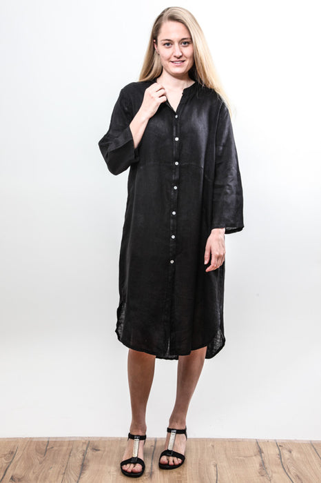 Robe longue en lin noir - Taille Unique