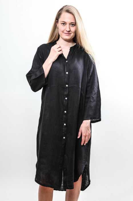 Robe longue en lin noir - Taille Unique