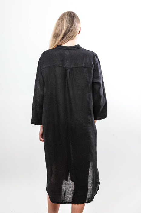 Robe longue en lin noir - Taille Unique