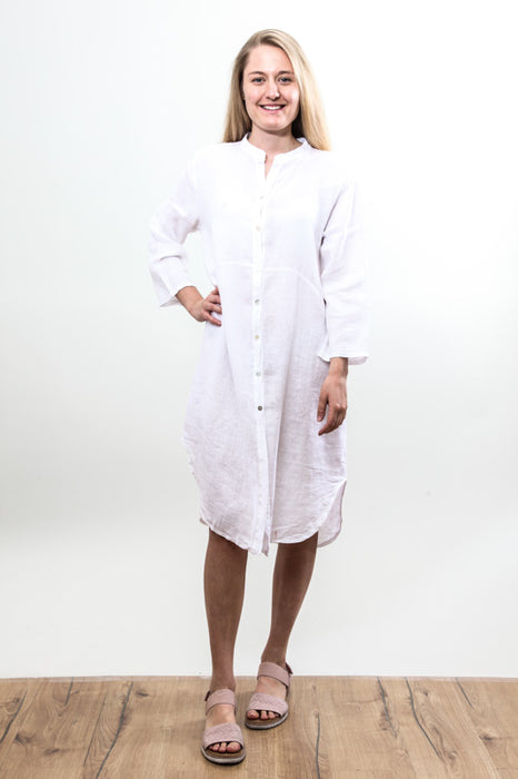 Robe longue en lin blanc - Taille Unique