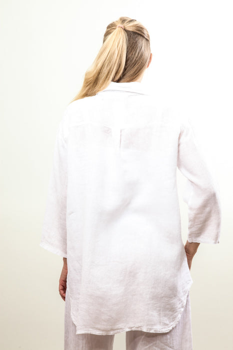 Blouse longue en lin blanc - taille unique