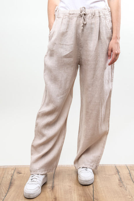 Pantalon en lin beige - taille unique