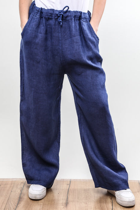 Pantalon en lin bleu - taille unique