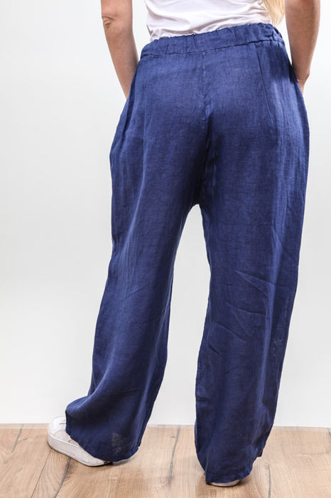 Pantalon en lin bleu - taille unique