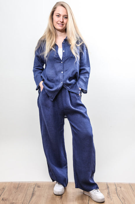 Pantalon en lin bleu - taille unique