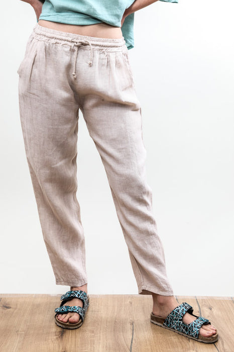 Pantalon en lin blanc cassé - taille unique