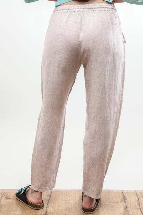 Pantalon en lin blanc cassé - taille unique