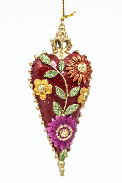 Hänger Herz "Floral Fantasy" mit Krone und Perlen verziert 9cm