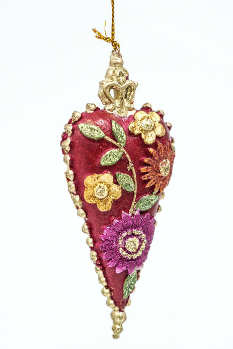 Hänger Herz "Floral Fantasy" mit Krone und Perlen verziert 9cm