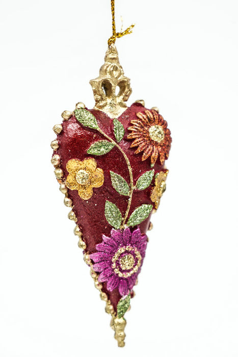 Hänger Herz "Floral Fantasy" mit Krone und Perlen verziert 9cm