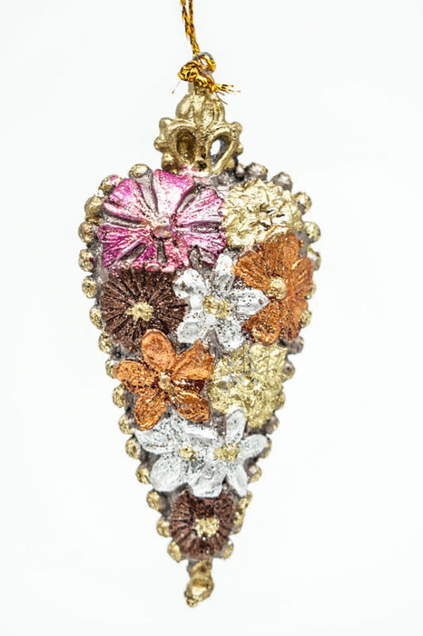 Hänger Herz "Frangipani" mit Krone und Perlen verz. 9cm