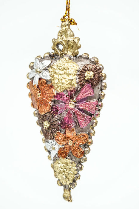 Hänger Herz "Frangipani" mit Krone und Perlen verz. 9cm