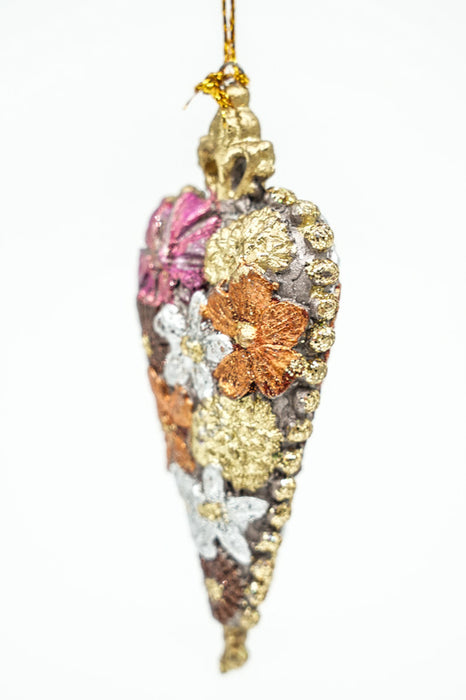 Hänger Herz "Frangipani" mit Krone und Perlen verz. 9cm