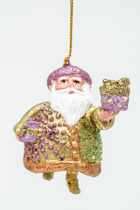 Christmas Santa Claus "Starburst" hanger with gift 9cm