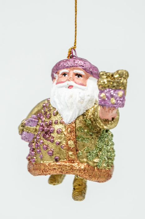 Christmas Santa Claus "Starburst" hanger with gift 9cm