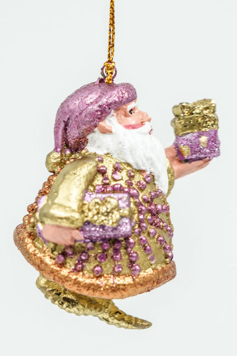 Christmas Santa Claus "Starburst" hanger with gift 9cm