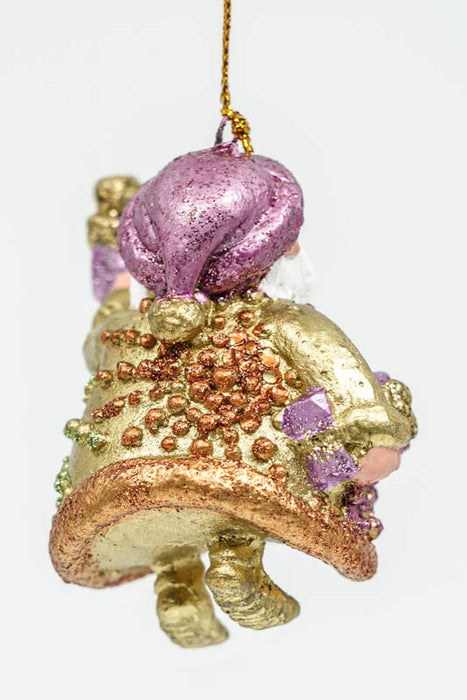 Christmas Santa Claus "Starburst" hanger with gift 9cm