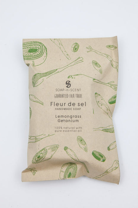 Seife handgemacht Fleur de Sel Lemongrass / Geranium 100 gr