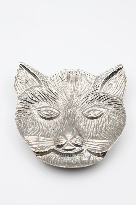 Serving tray cat silver-colored 12 x 11.5 x 2.5 cm