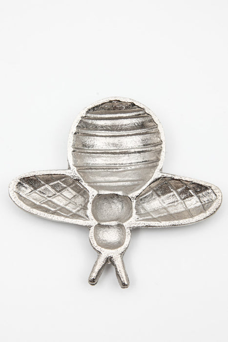 Assiette décorative abeille argentée 11,5 x 10,25 x 1,25 cm