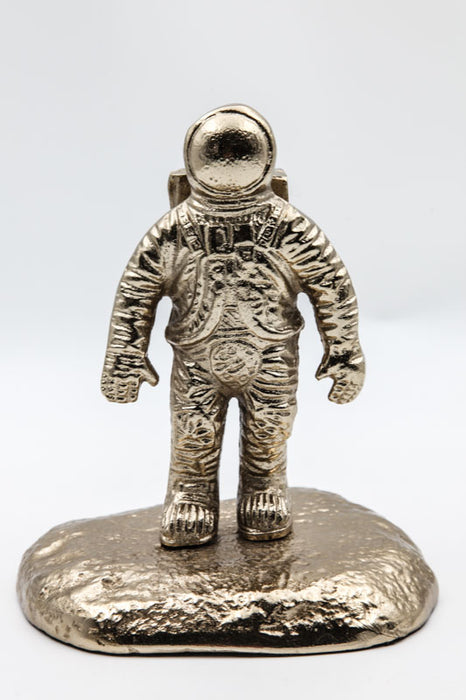 Figurine déco astronaute sur la lune doré 15 x 17 x 20 cm